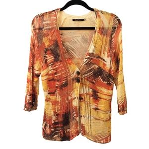 Nic + Zoe abstract fall print cardigan